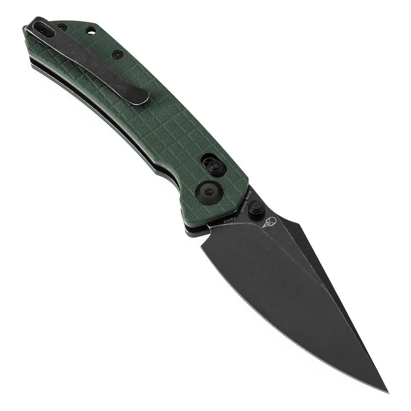 Tenable Fenrir T1034V12 – Green G10 Frag Pattern, 3.48" Blackwashed Nitro-V Blade, Sparrow Knife Co. Design