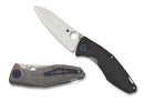 Spyderco Drunken – 3.5" S90V Stonewashed Plain Blade, Carbon Fiber/Titanium Handles, Frame Lock – C235CFTIP