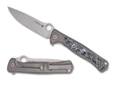 Spyderco/LionSTEEL Slym Frame Lock Flipper – 3.42" M390 Stonewashed Drop Point Blade, Titanium Handles with Dark Matter Polar FatCarbon Inlay – C271TIP