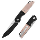 Kansept Warrior T1005S5 – 3.47" Black TiCN-Coated & Stonewashed D2 Drop Point Blade, Brown Micarta Handle with Black Anodized Aluminum Bolster