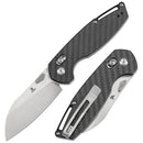Tenable Model 6 T1022V1 – 3.1" Satin 14C28N Blade, Twill Carbon Fiber Handle with Crossbar Lock