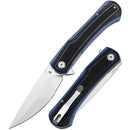 Tenable Kratos T1024A2 – 3.79" Nitro-V Blackwash Drop Point Blade, Black & Blue G10 Handle, Liner Lock – Designed by Ostap Hel