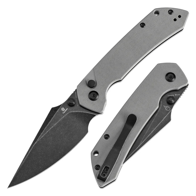 Tenable Fenrir T1034F3 – 3.45" Blackwash 14C28N Blade, Grey G10 Handle