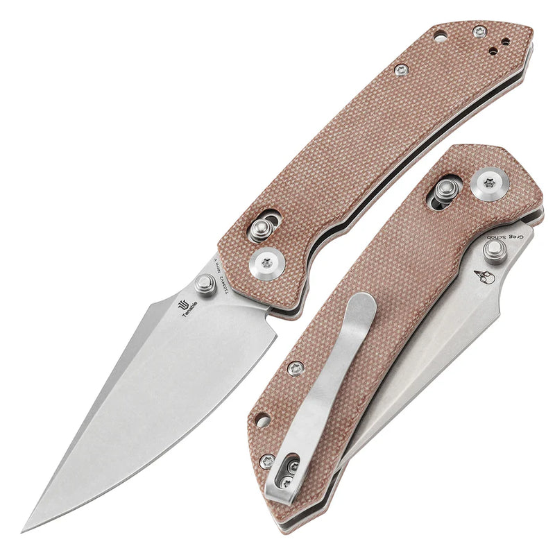 Tenable Fenrir T1034V2 – Brown Micarta, 3.48" Stonewashed Nitro-V Blade, Sparrow Knife Co. Design