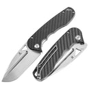 Tenable Bömbur T1054A3 – 3.53" Stonewashed D2 Blade, Twill Carbon Fiber Handle with Liner Lock