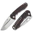 Tenable Bömbur T1054C1 – 3.53" Stonewashed D2 Blade, Black & Red G-Mascus Handle with Liner Lock