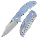 Tenable Rei T1061A1 – 3.3" Stonewashed 14C28N Blade, Blue Micarta Handle with Liner Lock