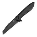 Kansept Kosame Button Lock T1093F2 – 3.37" 154CM Blackwash Blade, Blackwash Titanium with Blue Carbon Fiber Inlay