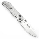 Tenable Eaglestrike T1095V4 – 3.73" Stonewashed Nitro-V Drop Point Blade, Silver Anodized Aluminum Handle with Diamond Pattern