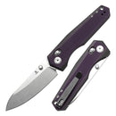 Tenable Beaver T1105V1 – 3.44" Stonewashed Nitro-V Drop Point Blade, Purple and Black G10 Handle with Crossbar Lock