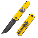 Kansept Foosa T2020T8 – Limited Edition Slip Joint Knife, 154CM Blade, Yellow G10 Bat Print Handle