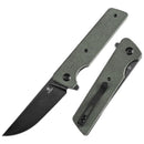 Tenable Anomaly T2038A2 – 3.14" Blackwash Nitro-V Drop Point Blade, Green Micarta Handle with Liner Lock