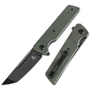 Tenable Anomaly T2038T2 – 3.14" Blackwash Nitro-V Tanto Blade, Green Micarta Handle with Liner Lock
