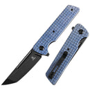 Tenable Anomaly T2038T3 – 3.14" Blackwash Nitro-V Tanto Blade, Blue Micarta Handle with Frag Pattern and Liner Lock