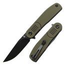 Tenable Einar Folding Knife 3.13" Blackwash Nitro-V Blade, Olive Green & Black G10 Handle - T2072A1