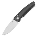 Tenable Raven T2109V1 – 3.14" Stonewashed 14C28N Drop Point Blade, Twill Carbon Fiber Laminate over G10 Handle, Crossbar Lock – Designed by Black Bird Blades