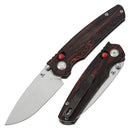Tenable Raven T2109V3 – 3.14" Stonewashed 14C28N Drop Point Blade, Red & Black G-mascus Handle, Crossbar Lock – Designed by Black Bird Blades