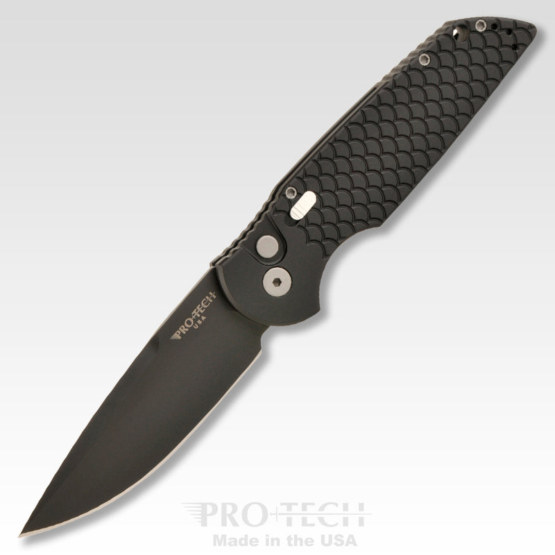 Pro-Tech TR-3 X1-M Tactical Response 3 Military Issue Folding Knife 3.5in DLC 154cm Steel Blade Black Fish Scale Aluminum Handles