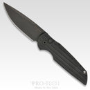 Pro-Tech Knives TR-3 SWAT Tactical Response Folding Knife 3.5in 154cm DLC Black Blade Grooved Aluminum Handles