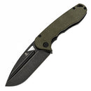 Tenable Bömbur T1054A4 – 3.53" Blackwash D2 Drop Point Blade, Green Micarta Handle