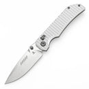 Tenable Eaglestrike T1095V4 – 3.73" Stonewashed Nitro-V Drop Point Blade, Silver Anodized Aluminum Handle with Diamond Pattern
