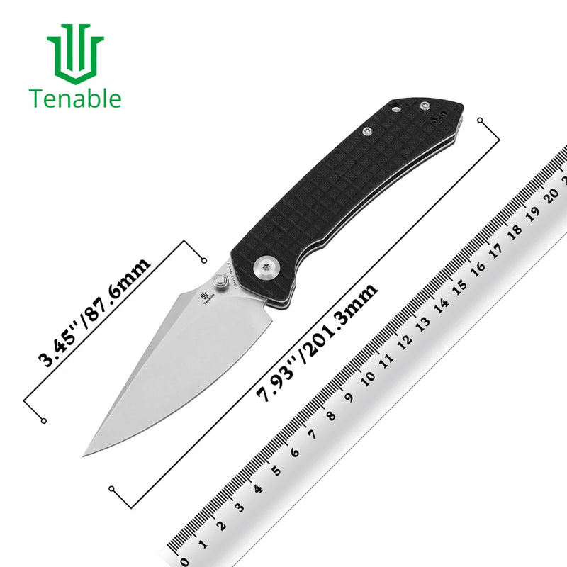 Tenable Fenrir T1034V7 – Black G10 Frag Pattern, 3.48" Stonewashed Nitro-V Blade, Sparrow Knife Co. Design