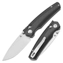Tenable Raven T2109V1 – 3.14" Stonewashed 14C28N Drop Point Blade, Twill Carbon Fiber Laminate over G10 Handle, Crossbar Lock – Designed by Black Bird Blades