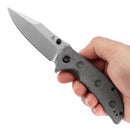 Tenable Rei T1061A3 – 3.3" Stonewashed 14C28N Blade, Black Micarta Handle with Dimples and Liner Lock