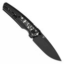 Kansept Thumb Stub Raven K2109A1 – 3.13" CPM 20CV Stonewashed Blade, Blackwash Titanium & Black/White Nebula Carbon Fiber, Frame Lock