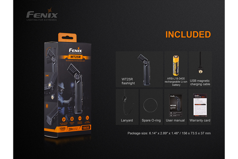 Fenix WT25R 1000 Lumen Adjustable Head Rechargeable LED Flashlight