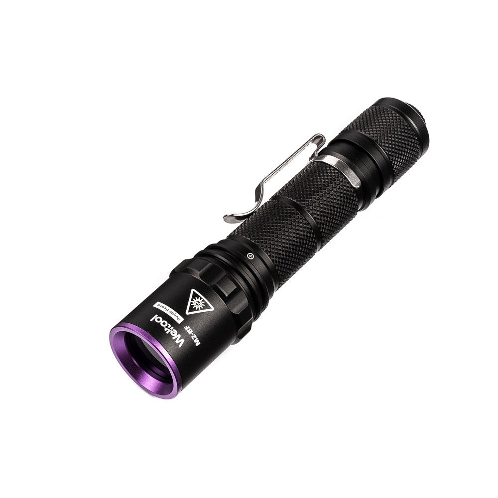 best black light flashlight Weltool M2-BF 365nm UV – 18650 Scientific Anglers Ampere Voltage and up to 8h Size:10'6