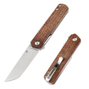 Kansept Foosa X2020T1 – 3.06" Stonewashed 154CM Tanto Blade, Brown Micarta Handle, Liner Lock – Designed by Rolf Helbig