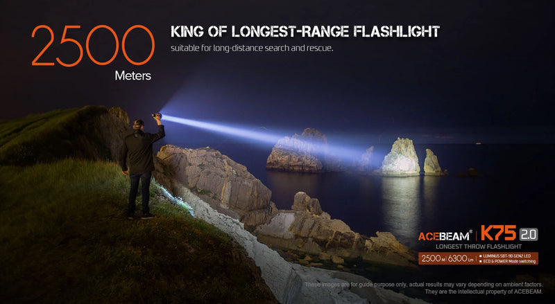 Acebeam K75 2.0 | 6300 Lumen 2.5km Long-Distance Throw Flashlight