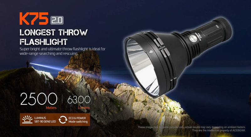 せんよう　ライト2 Acebeam K75 2.0 | 6300 Lumen 2.5km Long-Distance Throw Flashlight
