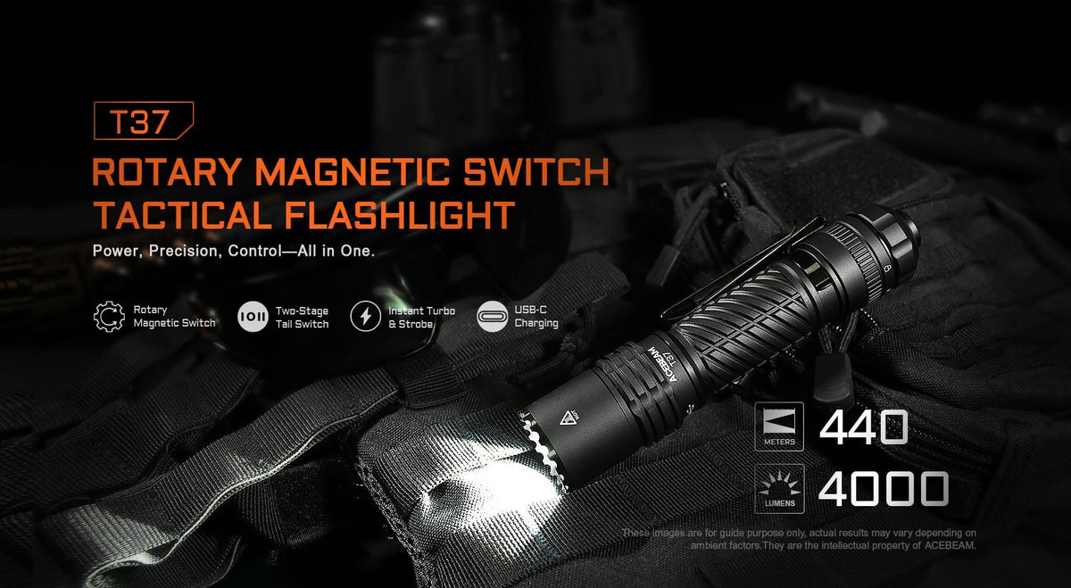 Acebeam T37 Tactical Flashlight – 4,000 Lumens, 440m Beam, USB-C