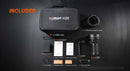 Acebeam X25 flashlight unboxed. Complete with case, lanyard, charging adapter, and accessories.