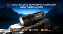 Bright search flashlight Acebeam X30 in outdoor scene