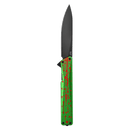 Oknife AION AION-ZombieGreen open position showing DLC-coated Nitro-V drop point blade