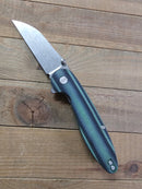 American Blade Works Model 1 V7 Wharncliffe Flipper Knife 3.25" MagnaCut — Contoured Green/Black G-10, USA-Made