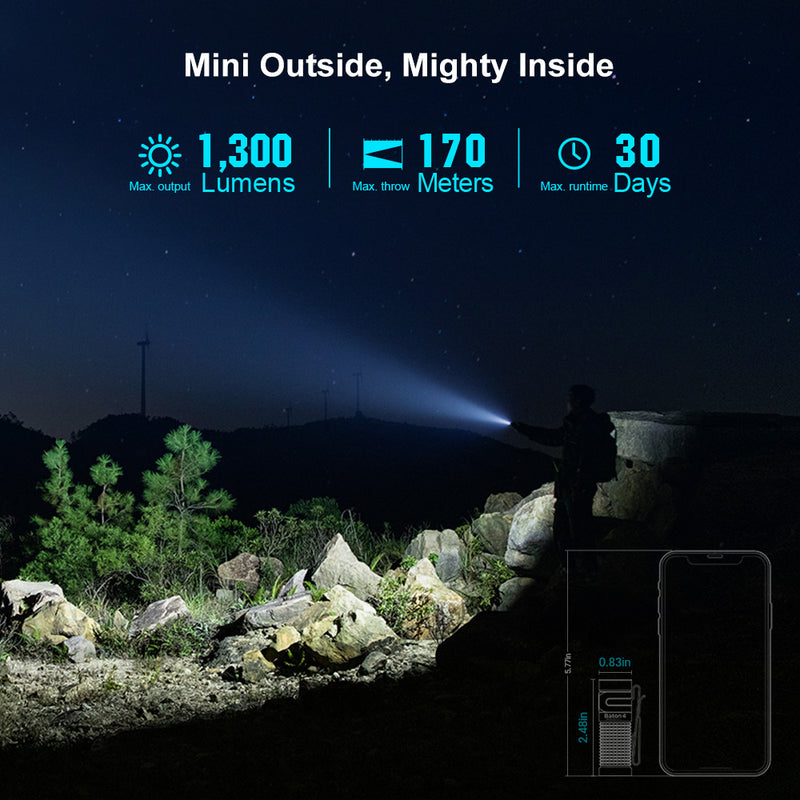 Olight Baton 4 Premium 1300 Lumen Rechargeable EDC Flashlight w/ Charging Case