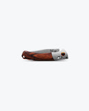 Benchmade Crooked River 15080-2 closed view – gray aluminum and wood