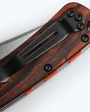 Benchmade Crooked River 15080-2 stabilized wood handle and hardware detail