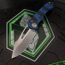 Heretic Pariah Manual 3.77" Drop Point Stonewash CPM-Magnacut Blue/Black G-10 Handles