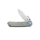 Kubey Blackout Folding Knife 3.15" M390 Belt Satin Drop Point Blade Gray Titanium Handle Frame Lock KB259A