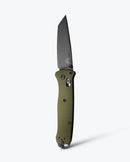 Benchmade Bailout 537GY-1 front view, 3.38 inch satin CPM-M4 tanto Woodland Green folding knife
