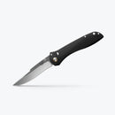 Benchmade Seven | Ten 710‑25 – 4″ M390 Satin Drop‑Point/Recurve Blade, Black Aluminum, AXIS Lock