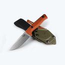 Benchmade SlipRidge 15650-01 Combo front view – 3.7″ CPM-MagnaCut drop point fixed blade with gut hook, Rust Orange G10