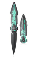 Bestech Ika Dagger BT2602D Black PVD M390 Blade GID Marble Carbon Fiber Titanium Folding Knife Front View