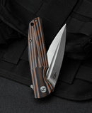 Bestech Fin BG34C-1 open position – 3.67" Satin dagger blade deployed, tri-color G10
