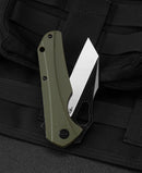 Bestech OPERATOR BG36C blade detail – D2 satin+black stonewash dual finish, 3.47 inch blade